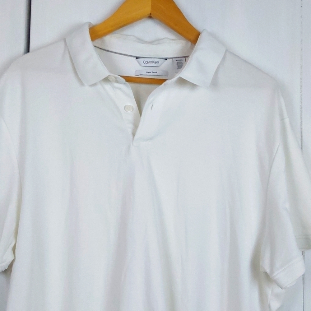 Calvin Klein |White Liquid Touch Ultra Soft Mens White Polo  Preppy Academia XL